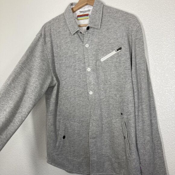 Slvdr Jacket Mens Medium Gray Shirt Jacket Shacket Zip Chest Pocket Lined Snaps - Picture 4 of 16